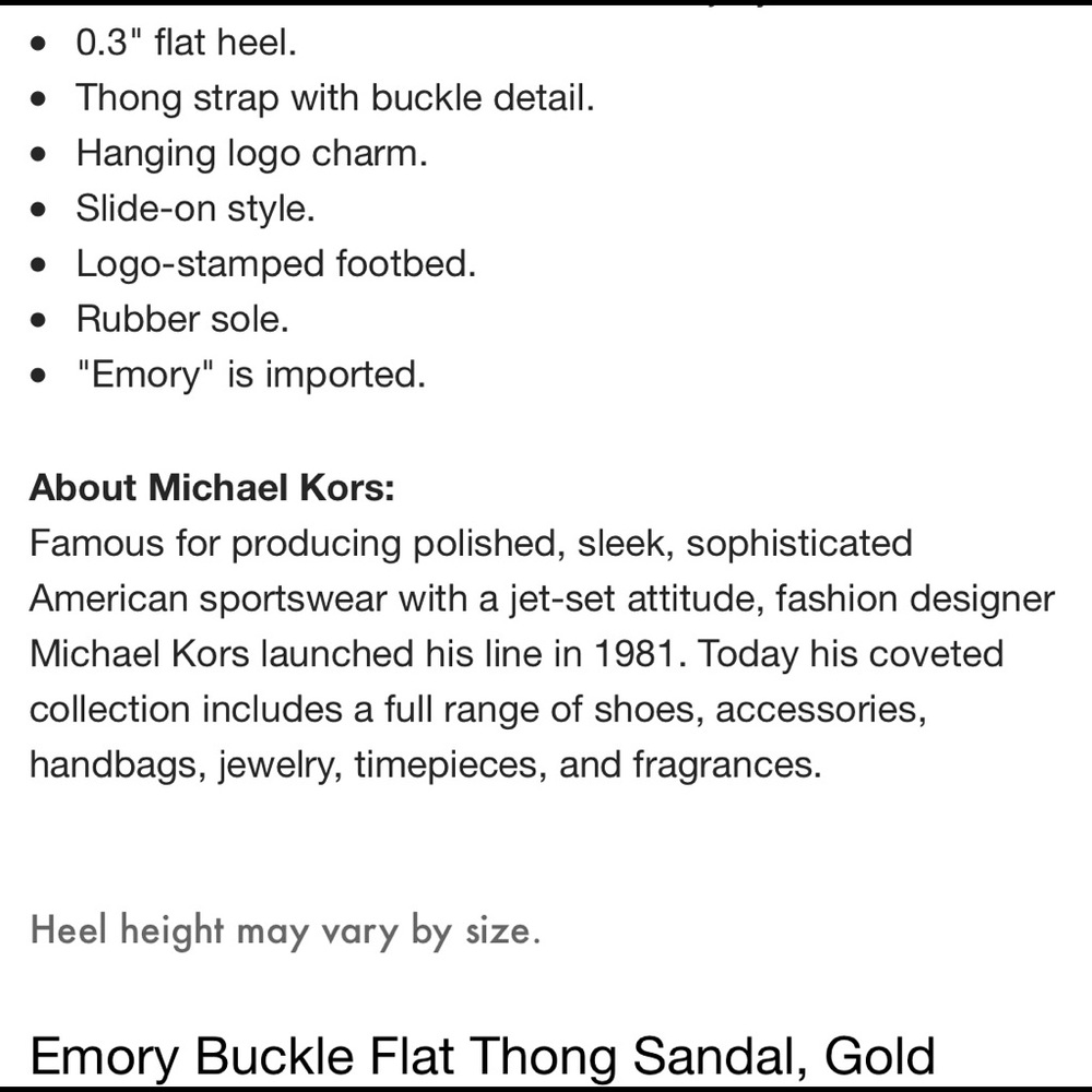 NWT Michael Kors flat sandal thong gold Emory - Picture 5 of 5